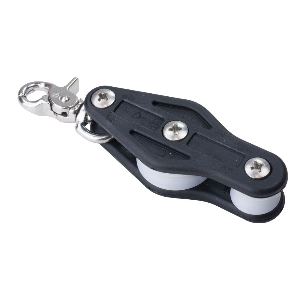 FIDDLE BLOCK WITH 34 AND 20MM SHEAVE AND SNAP SHACKLE