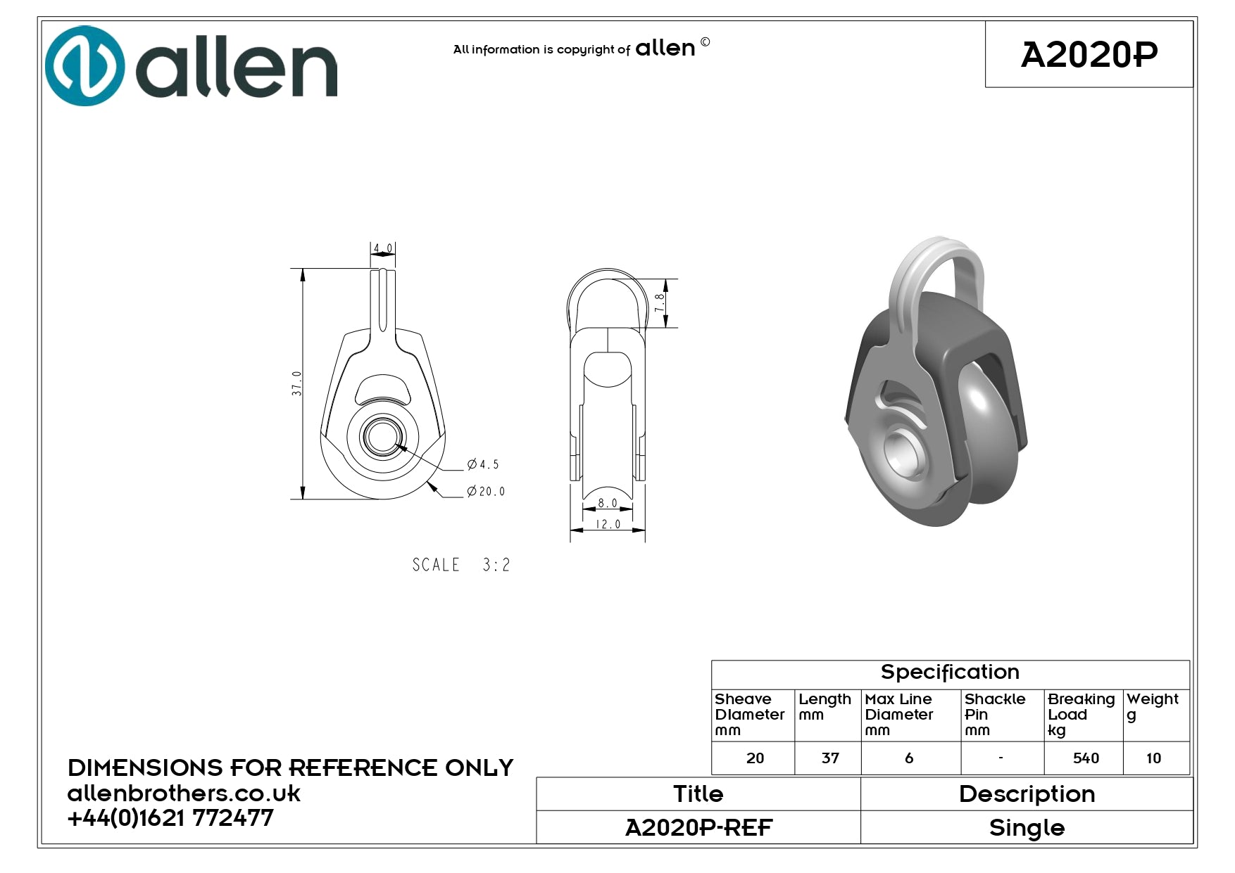 20MM PLAIN BEARING SINGLE