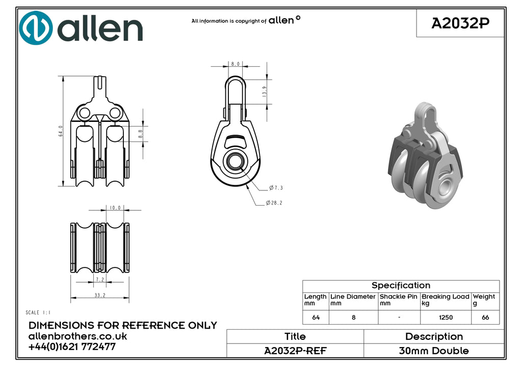 30MM DYNAMIC PLAIN BEARING DOUBLE