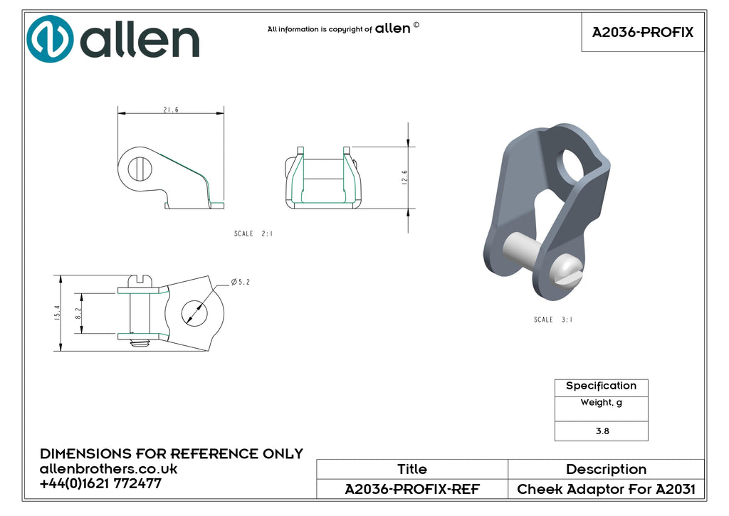 CHEEK ADAPTOR FOR A2031