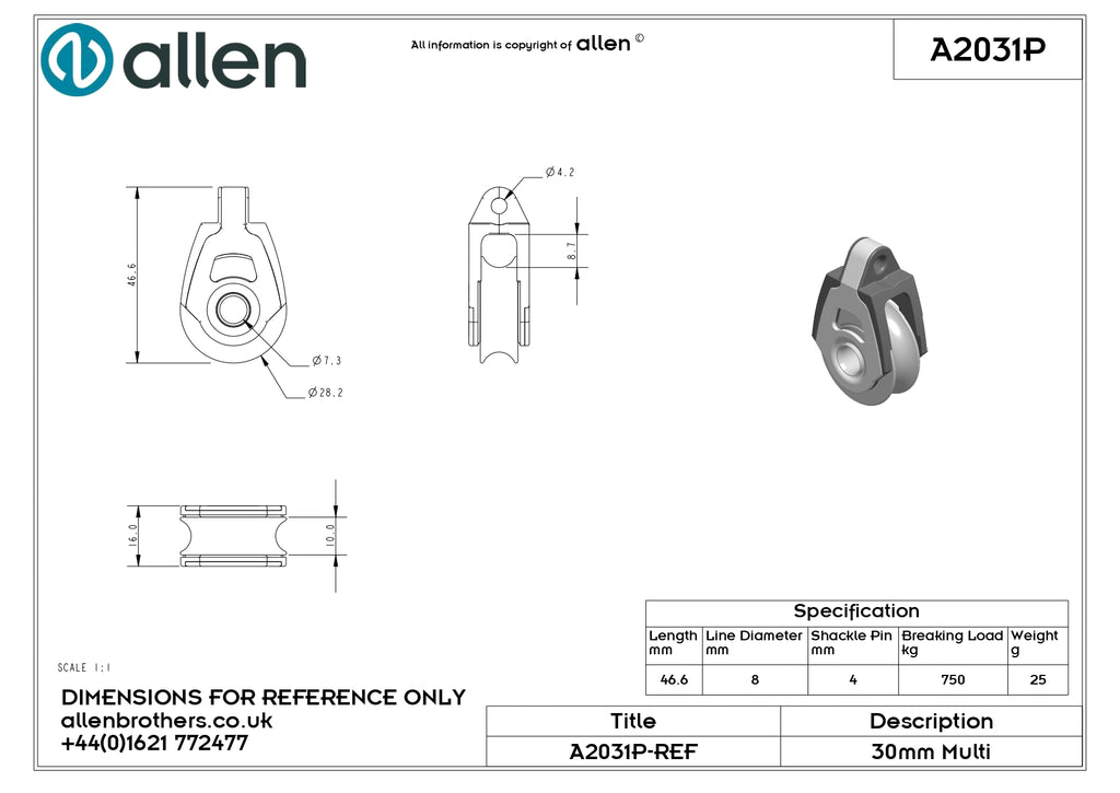30MM DYNAMIC PLAIN BEARING MULTI-FUNCTION SINGLE