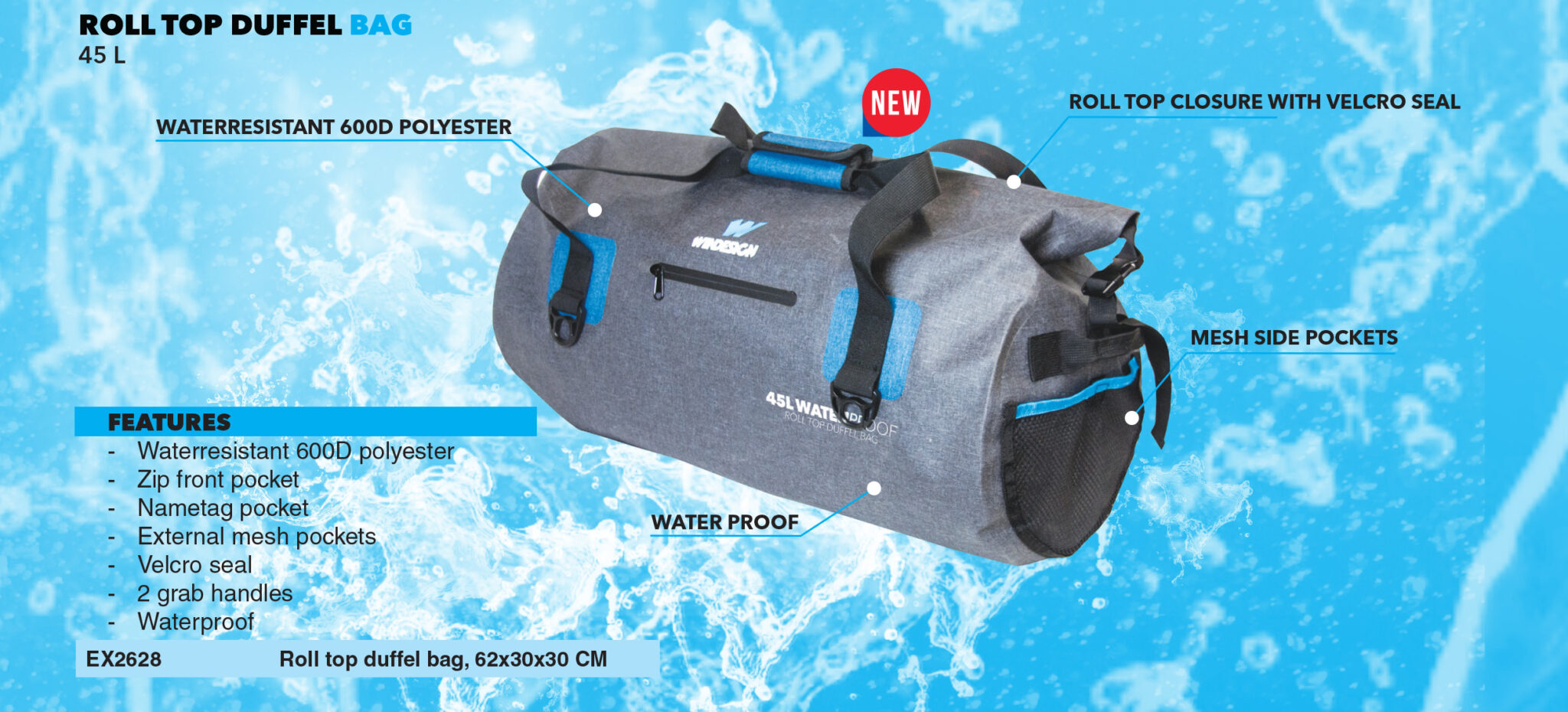 ROLL TOP DUFFEL BAG 45 L