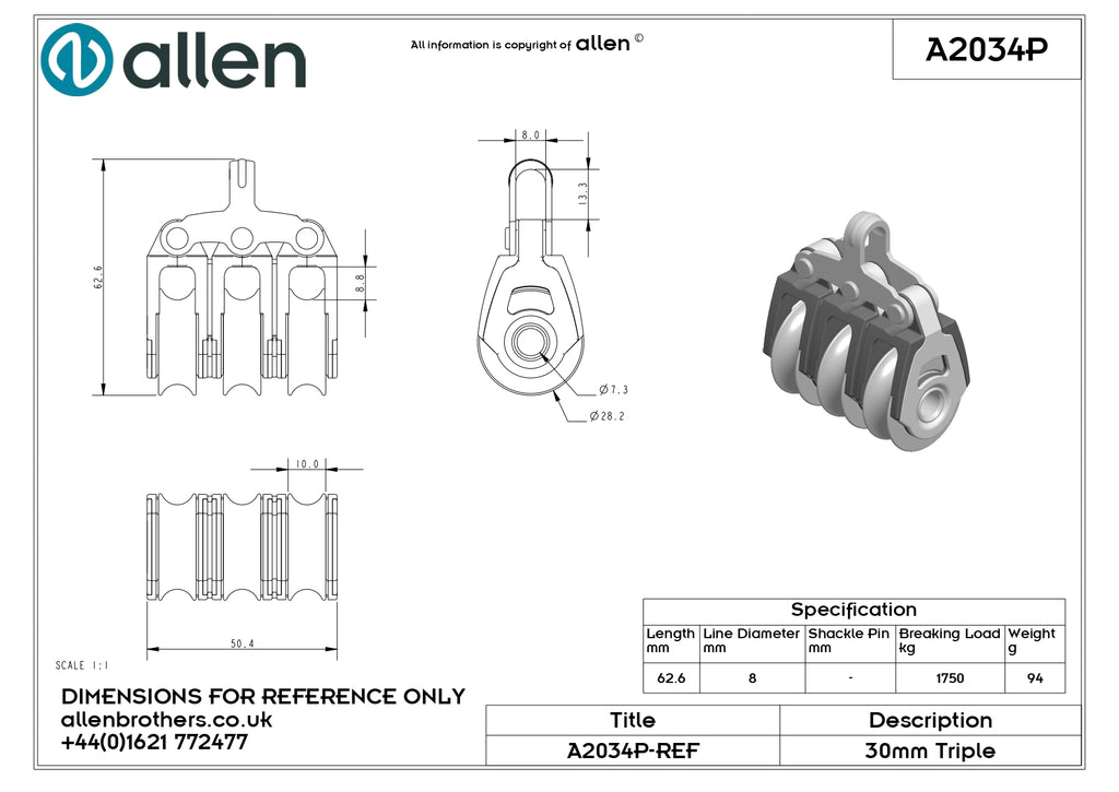 30MM DYNAMIC PLAIN BEARING TRIPLE