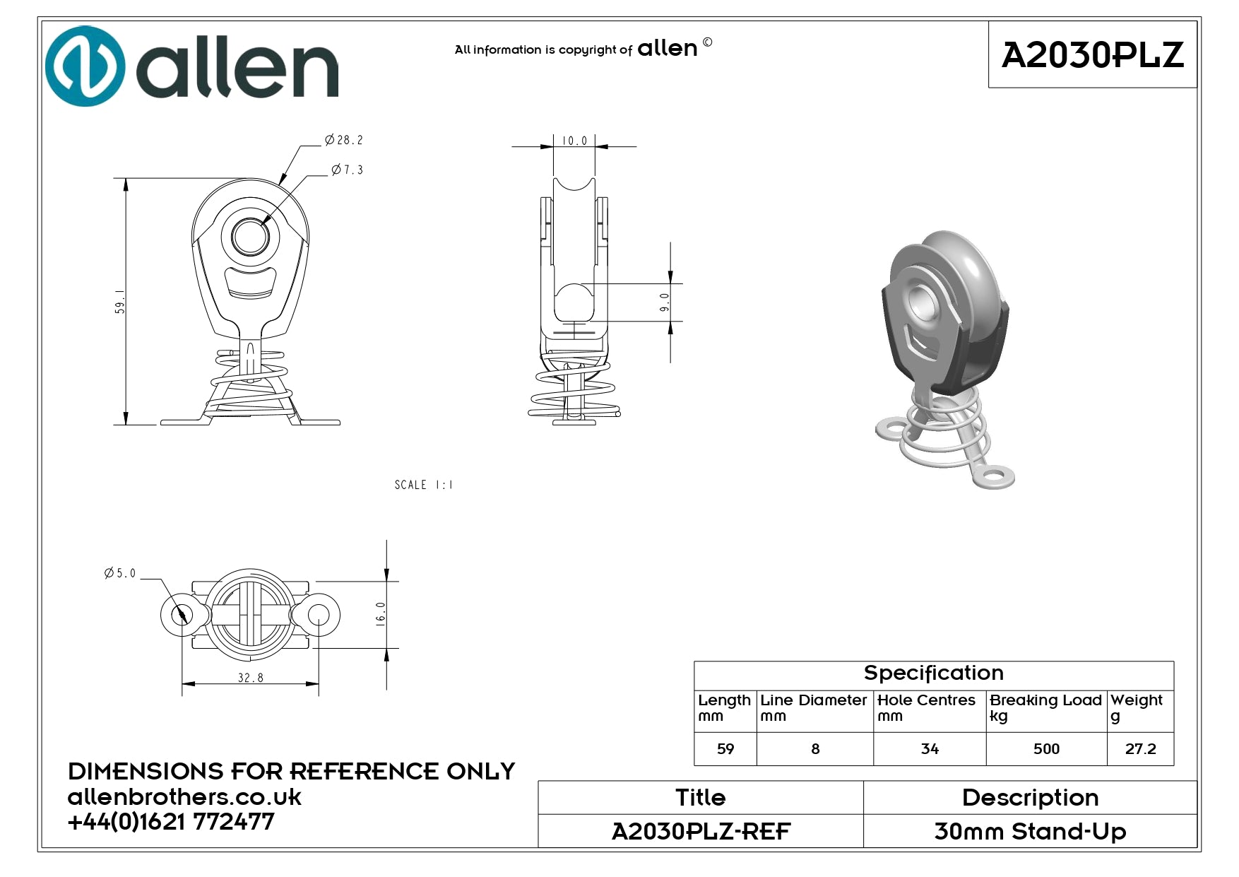 30MM DYNAMIC PLAIN BEARING STAND UP SINGLE