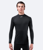 Mens Eco Spandex UPF50+ Long Sleeve Rash Guard BLACK