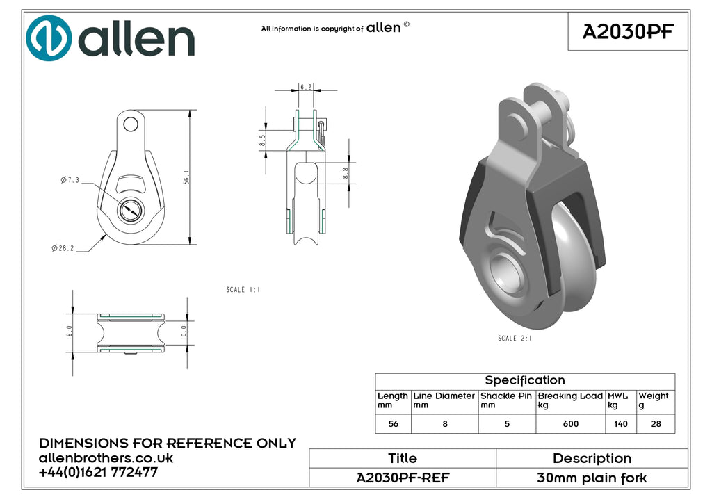 30MM DYNAMIC PLAIN BEARING SINGLE WITH FORK HEAD AND REMOVABLE PIN